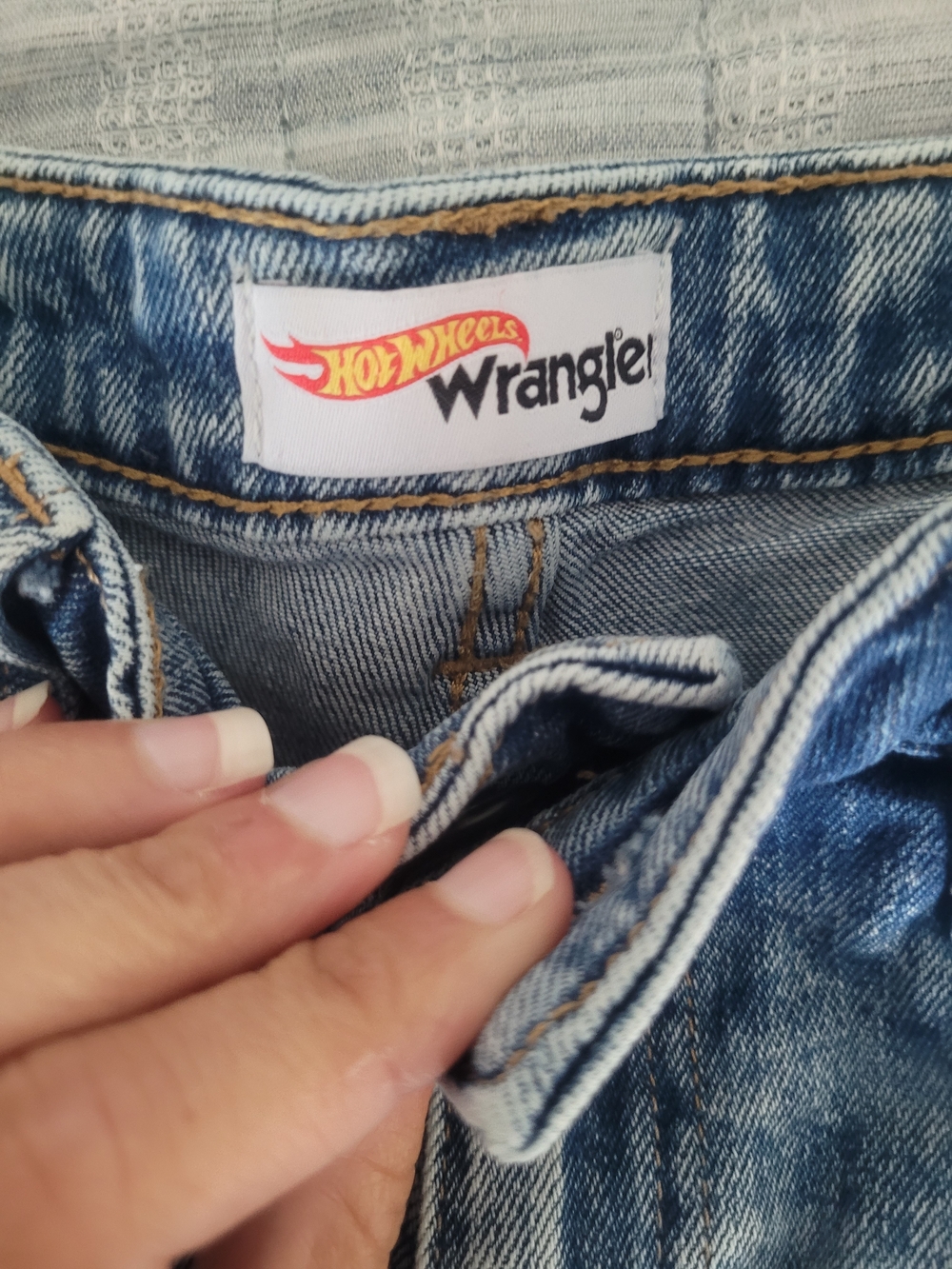 Wrangler Light Blue Denim Jeans with Hot Wheels Patch - Picture 2 of 4